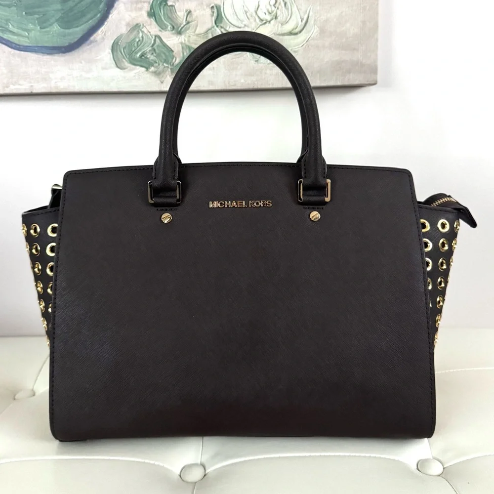 Michael Kors Selma Grommet Large Saffiano Leather Satchel